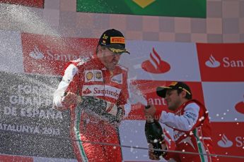 World © 2013 Octane Photographic Ltd. F1 Spanish GP, Circuit de Catalunya - Sunday 12th May 2013 - Race. Scuderia Ferrari - Fernando Alonso and Felipe Massa on the podium. Digital Ref : 0674cb1d3028