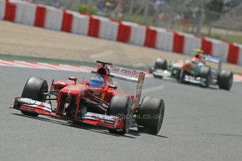 World © Octane Photographic Ltd. F1 Spanish GP, Circuit de Catalunya, Friday 10th May 2013. Practice 2. Scuderia Ferrari - Fernando Alonso and Sahara Force India - Adrian Sutil. Digital Ref : 0661cb1d9520