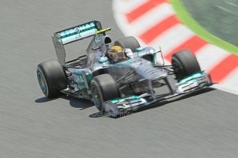 World © 2013 Octane Photographic Ltd. F1 Spanish GP, Circuit de Catalunya - Sunday 12th May 2013 - Race. Mercedes W04 – Lewis Hamilton. Digital Ref : 0673cb1d2526