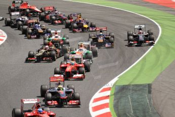 World © 2013 Octane Photographic Ltd. F1 Spanish GP, Circuit de Catalunya - Sunday 12th May 2013 - Race. The opening lap. Digital Ref: 0673cb7d9361