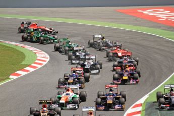 World © 2013 Octane Photographic Ltd. F1 Spanish GP, Circuit de Catalunya - Sunday 12th May 2013 - Race. The opening lap. Digital Ref: 0673cb7d9365