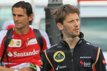 World © Octane Photographic Ltd. F1 Spanish GP - Saturday Paddock - 11th May 2013. Romain Grosjean - Lotus and Pedro de la Rosa - Scuderia Ferarri. Digital Ref : 0668cb1d0265