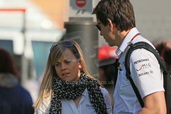 World © 2013 Octane Photographic Ltd. F1 Spanish GP, Circuit de Catalunya - Sunday 12th May 2013 - Paddock. Mercedes Susie Wolff and Toto Wolff. Digital Ref : 0675cb1d1843