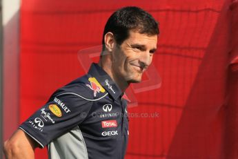 World © 2013 Octane Photographic Ltd. F1 Spanish GP, Circuit de Catalunya - Sunday 12th May 2013 - Paddock. Red Bull - Mark Webber. Digital Ref : 0675cb1d1908