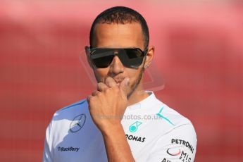 World © 2013 Octane Photographic Ltd. F1 Spanish GP, Circuit de Catalunya - Sunday 12th May 2013 - Paddock. Mercedes – Lewis Hamilton. Digital Ref : 0675cb1d1975