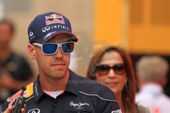 World © Octane Photographic Ltd. F1 Spanish GP Thursday 9th May 2013. Infiniti Red Bull Racing - Sebastian Vettel. Press Conference. (paddock). Digital Ref :