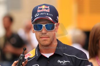 World © Octane Photographic Ltd. F1 Spanish GP Thursday 9th May 2013. Infiniti Red Bull Racing - Sebastian Vettel. Press Conference. (paddock). Digital Ref :