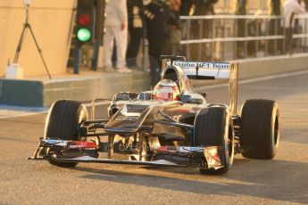 World © Octane Photographic Ltd. Formula 1 Winter Test Jerez – Day 1 – Tuesday 5th February 2013. 1st car out of the gates in 2013 - Sauber C32, Nico Hulkenberg. Digital Ref: 0571cb7d6519