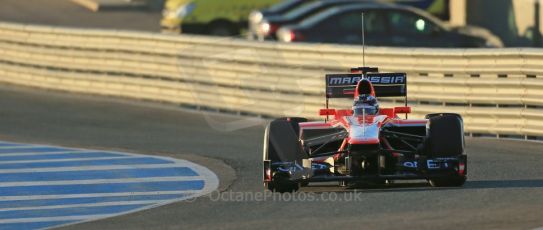 World © Octane Photographic Ltd. Formula 1 Winter testing, Jerez, 7th February 2013. Marussia MR02, Max Chilton. Digital Ref: 0573lw1d8913