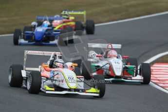 World © Octane Photographic Ltd. F3 Cup – Oulton Park, Monday 1st April 2013 – Race 2. Alex Craven – Lanan Racing - Dallara and Alice Powell – Mark Bailey Racing - Dallara F305. Digital Ref : 0626lw1d0138