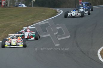 World © Octane Photographic Ltd. F3 Cup – Oulton Park, Monday 1st April 2013 – Race 2. Alex Craven – Lanan Racing - Dallara and Alice Powell – Mark Bailey Racing - Dallara F305. Digital Ref : 0626lw1d0234