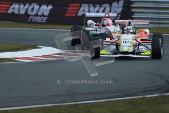 World © Octane Photographic Ltd. F3 Cup – Oulton Park, Monday 1st April 2013 – Race 2. Alex Craven – Lanan Racing - Dallara and Alice Powell – Mark Bailey Racing - Dallara F305. Digital Ref : 0626lw1d0267