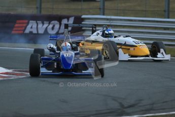 World © Octane Photographic Ltd. F3 Cup – Oulton Park, Monday 1st April 2013 – Race 2. Robbie Watts – Raw Power Motorsport - Dallara F306 and James Cross – AW Tracksport - Dallara F302/4. Digital Ref : 0626lw1d0278