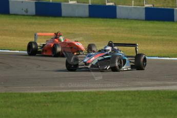 World © Octane Photographic Ltd. BRDC Formula 4 (F4) Race 1, Donington Park 28th September 2013. MSVF4-13, SWR (Sean Walkinshaw Racing), Matthew (Matty) Graham leading MSVF4-13, Hillspeed, Seb Morris. Digital Ref : 0833lw1d9736