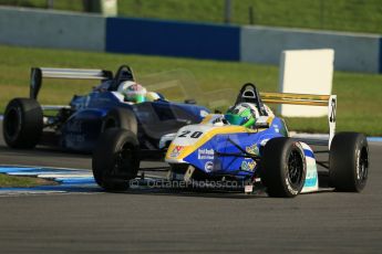 World © Octane Photographic Ltd. BRDC Formula 4 (F4) Race 1, Donington Park 28th September 2013. MSVF4-13, HHC Motorsport, Gustavo Lima and Team KBS, James Fletcher. Digital Ref : 0833lw1d9800