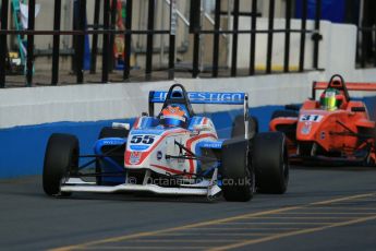 World © Octane Photographic Ltd. BRDC Formula 4 (F4) Race 1, Donington Park 28th September 2013. MSVF4-13, HHC Motorsport, Charlie Robertson and Hillspeed, Seb Morris. Digital Ref : 0833lw1d9849