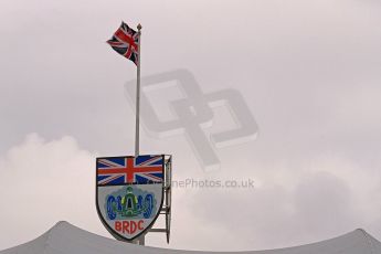World © Octane Photographic Ltd. BRDC Formula 4 (F4) Championship, Silverstone, April 27th 2013. BRDC Silverston clubhouse flag. Digital Ref : 0642cb7d9317