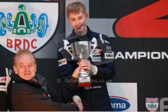 World © Octane Photographic Ltd. Brands Hatch, Championship presentation, Sunday 24th November 2013. Jonathan Palmer and BRDC Formula 4 Winter Series champion Matthew (Matty) Graham – Douglas Motorsport. Digital Ref : 0869cb1d8113