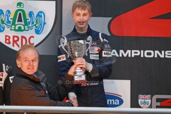 World © Octane Photographic Ltd. Brands Hatch, Championship presentation, Sunday 24th November 2013. Jonathan Palmer and BRDC Formula 4 Winter Series champion Matthew (Matty) Graham – Douglas Motorsport. Digital Ref : 0869cb1d8127