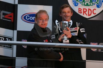 World © Octane Photographic Ltd. Brands Hatch, Championship presentation, Sunday 24th November 2013. Jonathan Palmer and BRDC Formula 4 Winter Series runner up Jack Cook – Hillspeed. Digital Ref : 0869lw1d8113