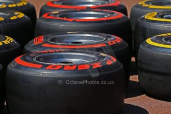 World © Octane Photographic Ltd. Monaco Formula One, Wednesday 22nd May 2013, Monte Carlo. Pirelli's Prime and Option tyres for the weekend. Digital Ref : 0691lw1d6693