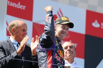 World © Octane Photographic Ltd. F1 German GP - Nurburgring. Sunday 7th July 2013 - Podium. Infiniti Red Bull Racing - Race Winner Sebastian Vettel. Digital Ref : 0750au8i0310