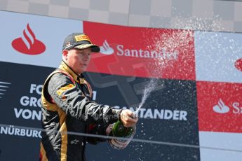 World © Octane Photographic Ltd. F1 German GP - Nurburgring. Sunday 7th July 2013 - Podium. Lotus F1 Team - Kimi Raikkonen. Digital Ref : 0750au8i0561