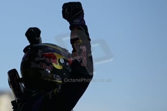 World © Octane Photographic Ltd. F1 German GP - Nurburgring. Sunday 7th July 2013 - Parc Ferme. Infiniti Red Bull Racing - Race Winner Sebastian Vettel. Digital Ref : 0750lw1d5345