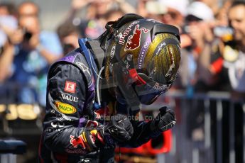 World © Octane Photographic Ltd. F1 German GP - Nurburgring. Sunday 7th July 2013 - Parc Ferme. Infiniti Red Bull Racing - Race Winner Sebastian Vettel. Digital Ref : 0750lw1d5383