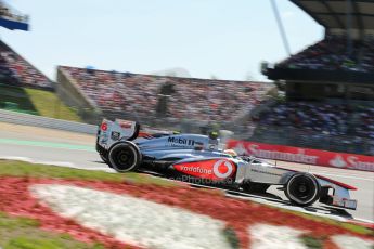 World © Octane Photographic Ltd. F1 German GP - Nurburgring. Sunday 7th July 2013 - Race. Vodafone McLaren Mercedes MP4/28 - Sergio Perez and Williams FW35 - Valtteri Bottas. Digital Ref : 0749lw1dx0155