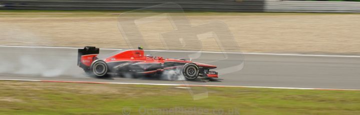 World © Octane Photographic Ltd. F1 German GP - Nurburgring. Saturday 6th July 2013 - Practice three. Marussia F1 Team MR02 - Max Chilton grabs the front right brake on turn in. Digital Ref : 0744lw1d4225