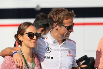 World © Octane Photographic Ltd. F1 German GP - Nurburgring. Saturday 6th July 2013 - Practice three paddock. Vodafone McLaren Mercedes - Jenson Button and Jessica Michibata. Digital Ref : 0744lw1d5726