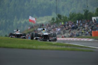 World © Octane Photographic Ltd. F1 German GP - Nurburgring. Saturday 6th July 2013 - Practice three. Sauber C32 in formation - Esteban Gutierrez and Nico Hulkenberg. Digital Ref : 0744lw1d6578