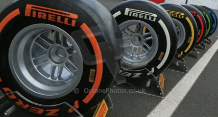 World © Octane Photographic Ltd. F1 German GP - Nurburgring. Thursday 4th July 2013 - Paddock. Pirelli tires. Digital Ref : 0737lw1d2788