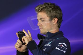 World © Octane Photographic Ltd. F1 German GP - Nurburgring. Thursday 4th July 2013 - Press Conference. Mercedes AMG Petronas F1 W04 - Nico Rosberg taking a photo on his Blackberry. Digital Ref : 0738lw1d2819