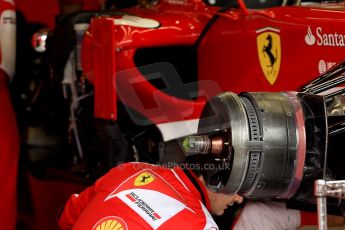 World © Octane Photographic Ltd. F1 British GP - Silverstone, Friday 28th June 2013 - Practice 1. Scuderia Ferrari F138 Garage. Digital Ref : 0724ce1d6496