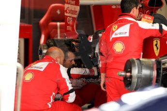 World © Octane Photographic Ltd. F1 British GP - Silverstone, Friday 28th June 2013 - Practice 1. Scuderia Ferrari F138 Garage. Digital Ref : 0724ce1d6501