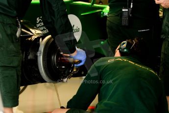 World © Octane Photographic Ltd. F1 British GP - Silverstone, Friday 28th June 2013 - Practice 2. Caterham F1 Team CT03 Garage. Digital Ref : 0724ce1d6848