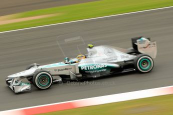 World © Octane Photographic Ltd. F1 British GP - Silverstone, Friday 28th June 2013 - Practice 2. Mercedes AMG Petronas F1 W04 – Lewis Hamilton. Digital Ref : 0726ce1d7139