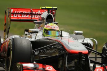 World © Octane Photographic Ltd. F1 British GP - Silverstone, Saturday 29th June 2013 - Qualifying. Vodafone McLaren Mercedes MP4/28 - Sergio Perez . Digital Ref : 0730lw1d1515