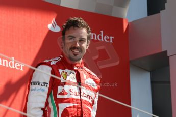 World © Octane Photographic Ltd. F1 British GP - Silverstone, Sunday 30th June 2013 - Race. Scuderia Ferrari F138 - Fernando Alonso on the podium. Digital Ref : 0734lw1d2794