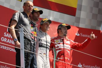 World © Octane Photographic Ltd. F1 British GP - Silverstone, Sunday 30th June 2013 - Race. Mercedes AMG Petronas - Nico Rosberg , Scuderia Ferrari - Fernando Alonso and Infiniti Red bull racing - Mark Webber. Digital Ref : 0734lw1d2962