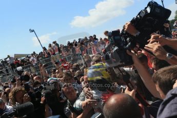 World © Octane Photographic Ltd. F1 British GP - Silverstone, Sunday 30th June 2013 - Race. Mercedes AMG Petronas F1 W04 - Nico Rosberg celebrates his win in Parc Ferme. Digital Ref : 0734lw1dx2756