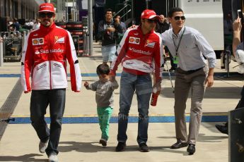 World © Octane Photographic Ltd. F1 British GP - Silverstone, Sunday 30th June 2013 – F1 Paddock. Fernando Alonso and Felipe Massa - Scuderia Ferrari. Digital Ref : 0733lw1d1886