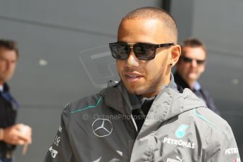 World © Octane Photographic Ltd. F1 British GP - Silverstone, Sunday 30th June 2013 – F1 Paddock. Lewis Hamilton - Mercedes AMG Petronas. Digital Ref : 0733lw1d1928