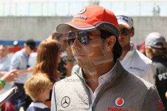 World © Octane Photographic Ltd. F1 British GP - Silverstone, Sunday 30th June 2013 – F1 Paddock. Sergio Perez - Vodafone McLaren Mercedes. Digital Ref : 0733lw1d1947