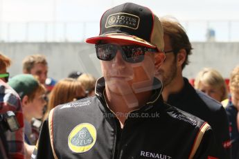 World © Octane Photographic Ltd. F1 British GP - Silverstone, Sunday 30th June 2013 – F1 Paddock. Kimi Raikkonene - Lotus F1 Team. Digital Ref : 0733lw1d1961