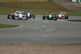 World © Octane Photographic Ltd. 2013 Protyre Formula Renault Championship – Donington Park, Sunday 14th April 2013 - Race 2. Weiron Tan - Fortec Motorsports, Caterham Academy leads the pack. Digital ref : 0635lw1d3608