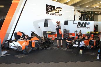 World © Octane Photographic Ltd. GP2 Monaco GP, Monte Carlo, Thursday 23rd May 2013. Practice and Qualifying. Adrian Quaife-Hobbs and Daniel De Jong - MP Motorsport Monaco car park garage. Digital Ref : 0693cb7d0754