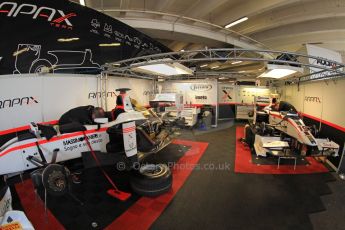 World © Octane Photographic Ltd. GP2 Monaco GP, Monte Carlo, Thursday 23rd May 2013. Practice and Qualifying. Stefano Coletti and Simon Trummer – Rapax Monaco car park garage. Digital Ref : 0693cb7d0769